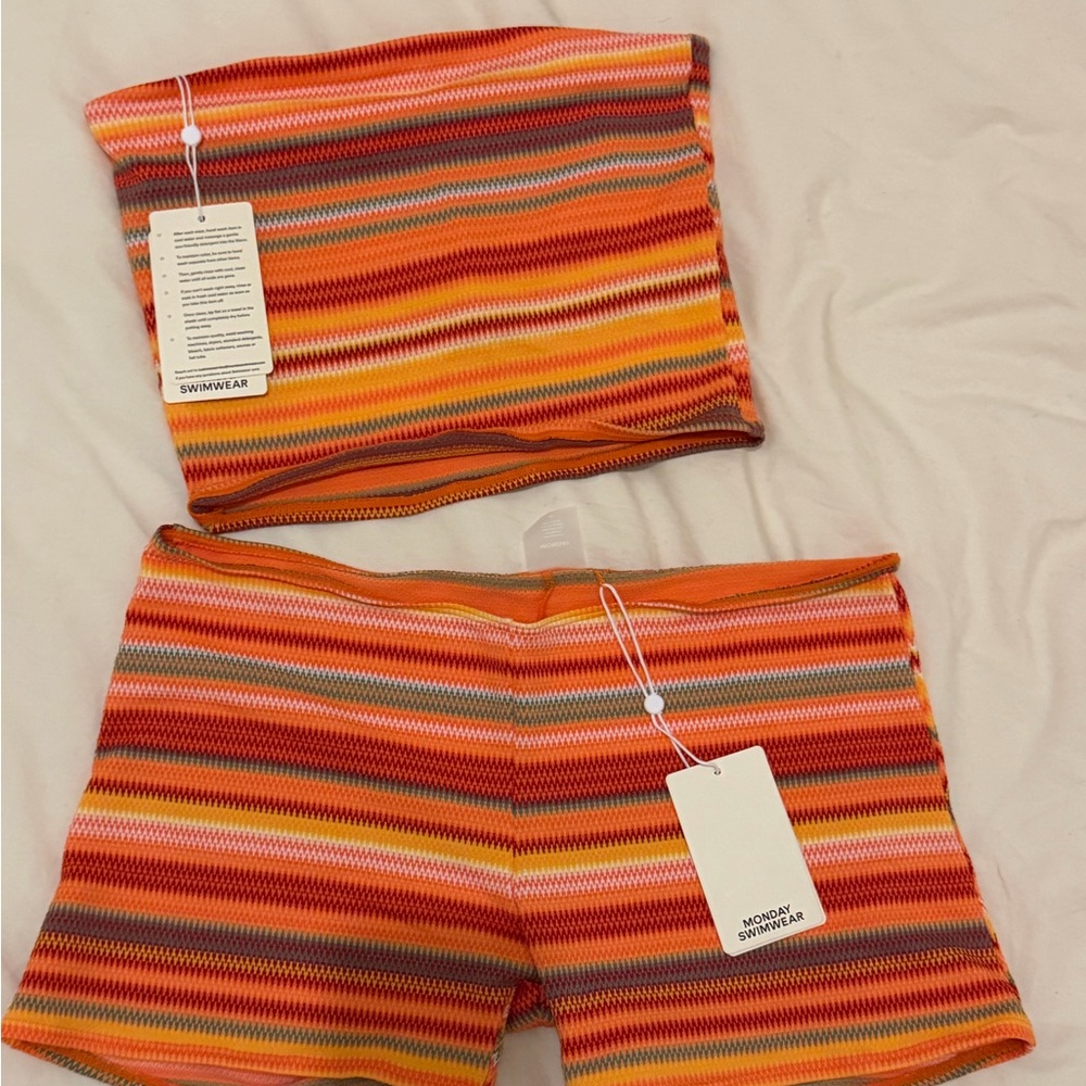 Monday Swimwear Multicolor Striped Bike Shorts
